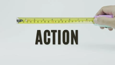 Action text or word and tape measure on a white background Stock Footage 302035094