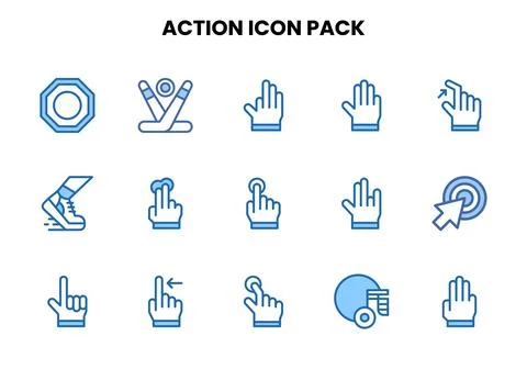 Action Two Colour Vector Icons Pack Stock Illustration
