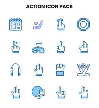 Action Two Colour Vector Icons Pack Stock Illustration