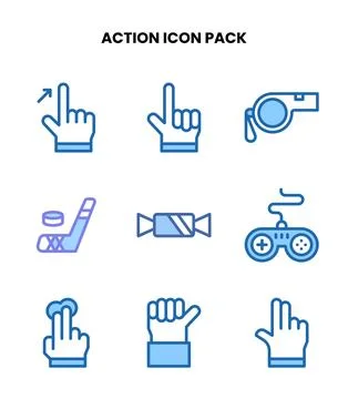 Action Two Colour Vector Icons Pack Stock Illustration