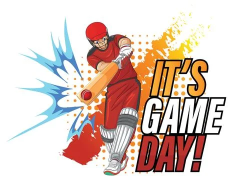 Action Vector Illustration of Cricket Batsman Hitting Ball on Game Day Stock Illustration
