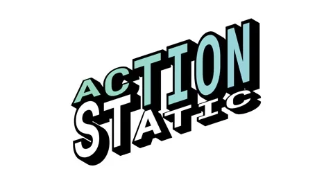 ACTION vs STATIC, 3D Text Animation in Isometric View with Opposite Word Motion Stock Footage 314264238