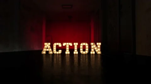 Action Written in Light Bulbs 库存影片 232227457