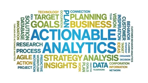 Actionable Analytics animated word cloud,animation tag kinetic typography loop. Stock Footage 276677965