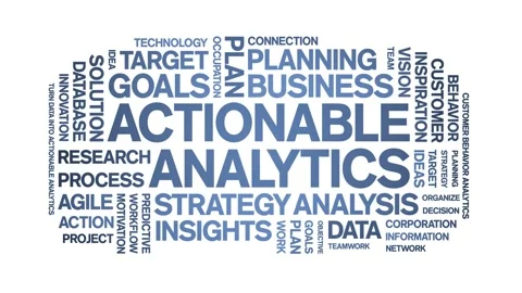 Actionable Analytics animated word cloud,animation tag kinetic typography loop. Stock Footage 276677971