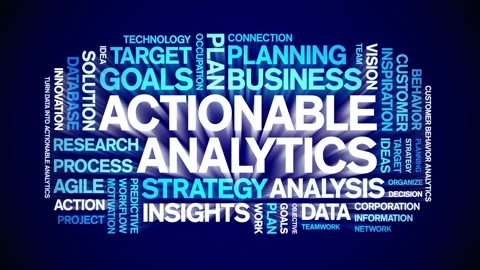 Actionable Analytics animated word cloud,animation tag kinetic typography loop. Stock Footage 276678085
