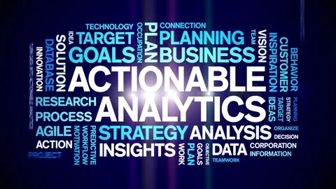 Actionable Analytics animated word cloud,animation tag kinetic typography loop. Stock Footage 276678108
