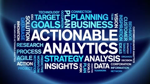 Actionable Analytics animated word cloud,animation tag kinetic typography loop. Stock Footage 276678124