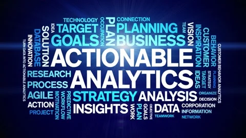 Actionable Analytics animated word cloud,animation tag kinetic typography loop. Stock Footage 276678150
