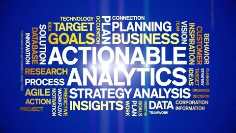 Actionable Analytics animated word cloud,animation tag kinetic typography loop. Stock Footage 276678276