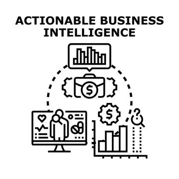 Actionable business intelligence collecting data for analytics Stock Illustration