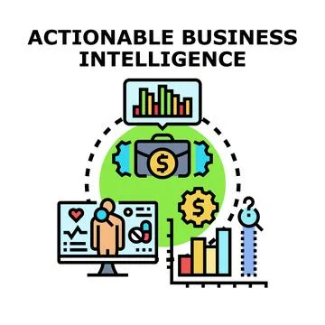 Actionable business intelligence collecting data for analytics Stock Illustration