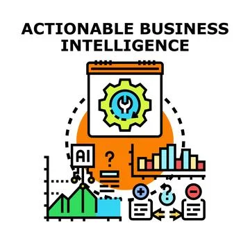 Actionable business intelligence driving strategic decision making Stock Illustration