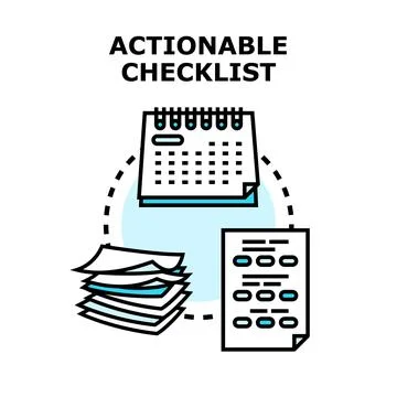 Actionable checklist implementing task planning schedule process Stock Illustration