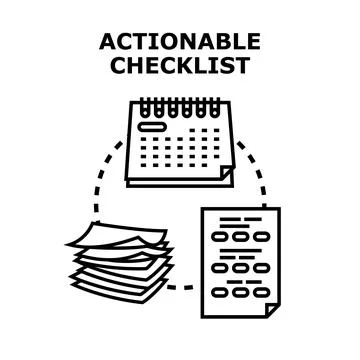 Actionable checklist implementing task planning schedule process Stock Illustration