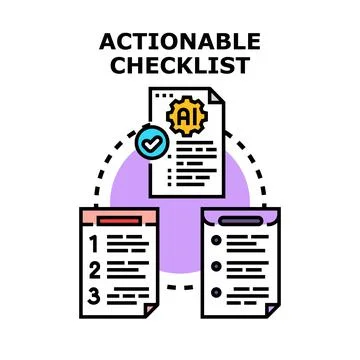 Actionable checklist process with artificial intelligence assistance Stock Illustration