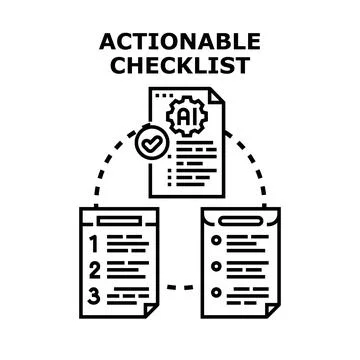 Actionable checklist process with artificial intelligence assistance Stock Illustration