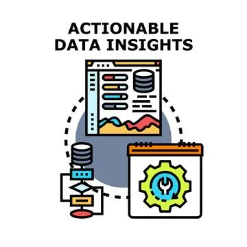 Actionable data insights concept for business analysis Stock Illustration