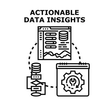 Actionable data insights concept for business analysis Stockillustratie