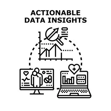 Actionable data insights process analyzing healthcare information Illustrazione stock