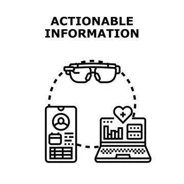 Actionable information concept with augmented reality glasses Stock Illustration