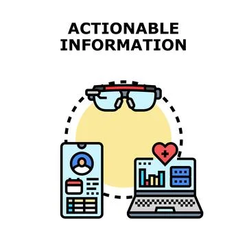 Actionable information concept with augmented reality glasses Stock Illustration