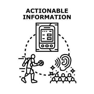 Actionable information concept for data analysis and listening Stock Illustration