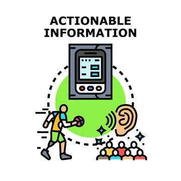 Actionable information concept for data analysis and listening Stock Illustration