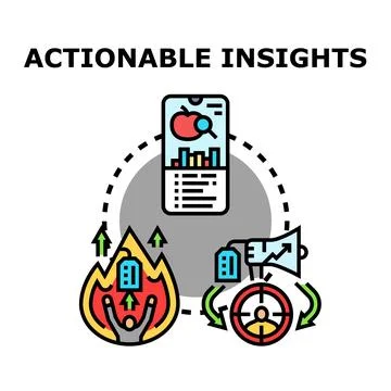 Actionable insights data analyzing and business improvement cycle Illustrazione stock