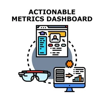 Actionable metrics dashboard for data analysis and visualization Stock Illustration