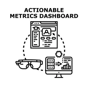 Actionable metrics dashboard for data analysis and visualization Stock Illustration
