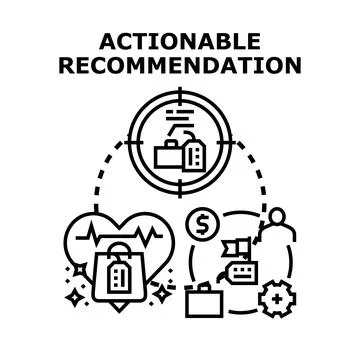 Actionable recommendation concept for business strategy development Stock Illustration