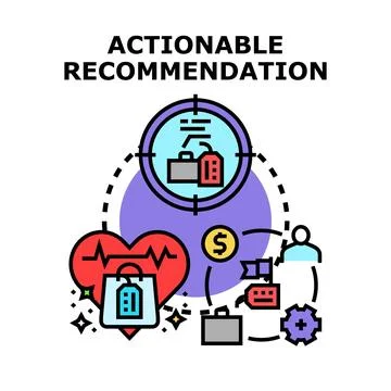 Actionable recommendation concept for business strategy development 库存插图