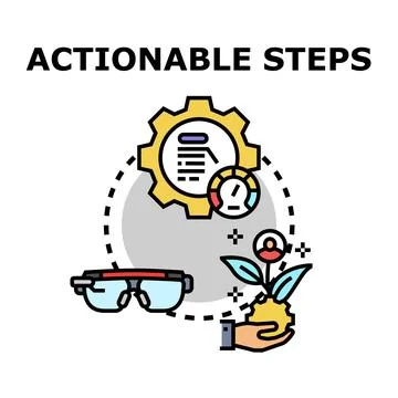 Actionable steps for progress and future development Illustrazione stock