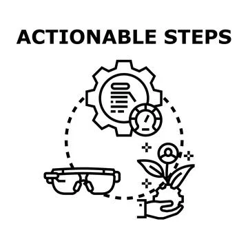 Actionable steps for progress and future development Stock Illustration