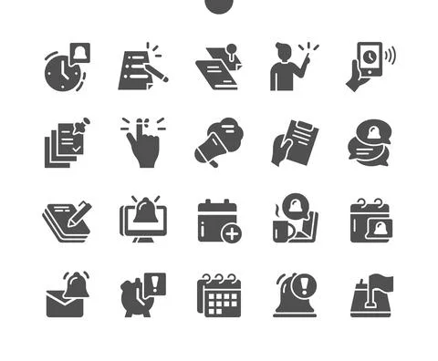 Actions and reminders. Notes and calendar. Alarm clock. Stock Illustration