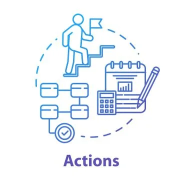 Actions concept icon. Operation implementation. Climbing career ladder 스톡 일러스트