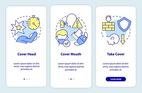 Actions outside during nuclear attack onboarding mobile app screen Stock Illustration