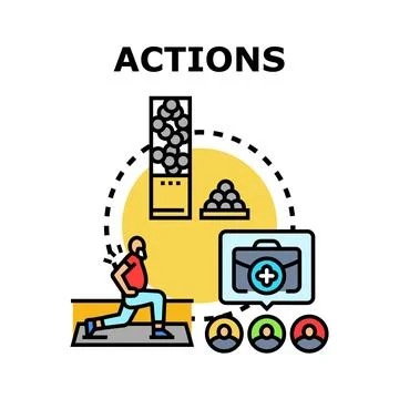 Actions planning and achieving goals with effort Stock Illustration
