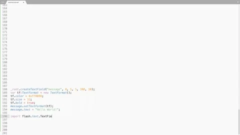 ActionScript Programming Language Source Code Typing Effect. ActionScript Pro Stock Footage 148000746