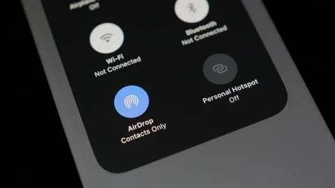 Activate AIRDROP for contacts, mobile phone. Stock Footage 236579426