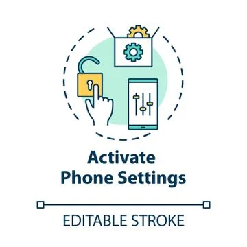 Activate phone settings concept icon. Customize mobile menu. Smartphone Stock Illustration
