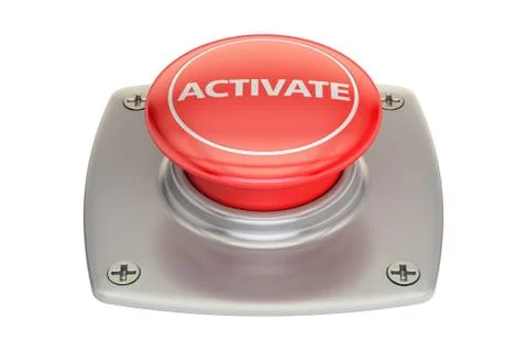 Activate red button, 3D rendering Stock Illustration