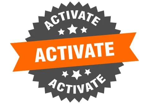 Activate round isolated ribbon label. activate sign Stock Illustration