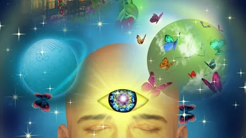 Activate the third eye of peace, Stock Footage 214276438