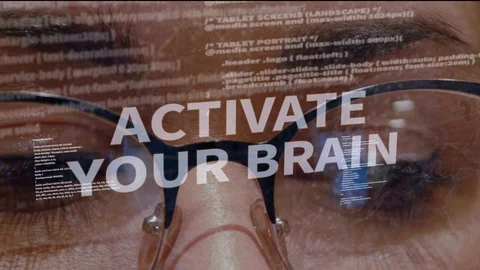 Activate your brain text on background of developer Stock Footage 105658640