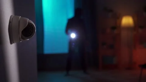 Activated alarm sensor in the house robber is behind us Stock Footage 155302780