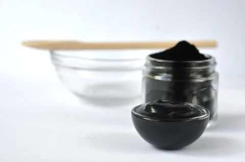 Activated charcoal for cosmetic skin treatments Stock Photos