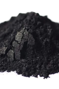 Activated charcoal powder Stock Photos