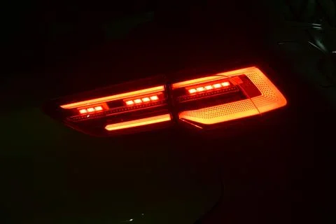 Activated LED tail light of the car Stock Photos
